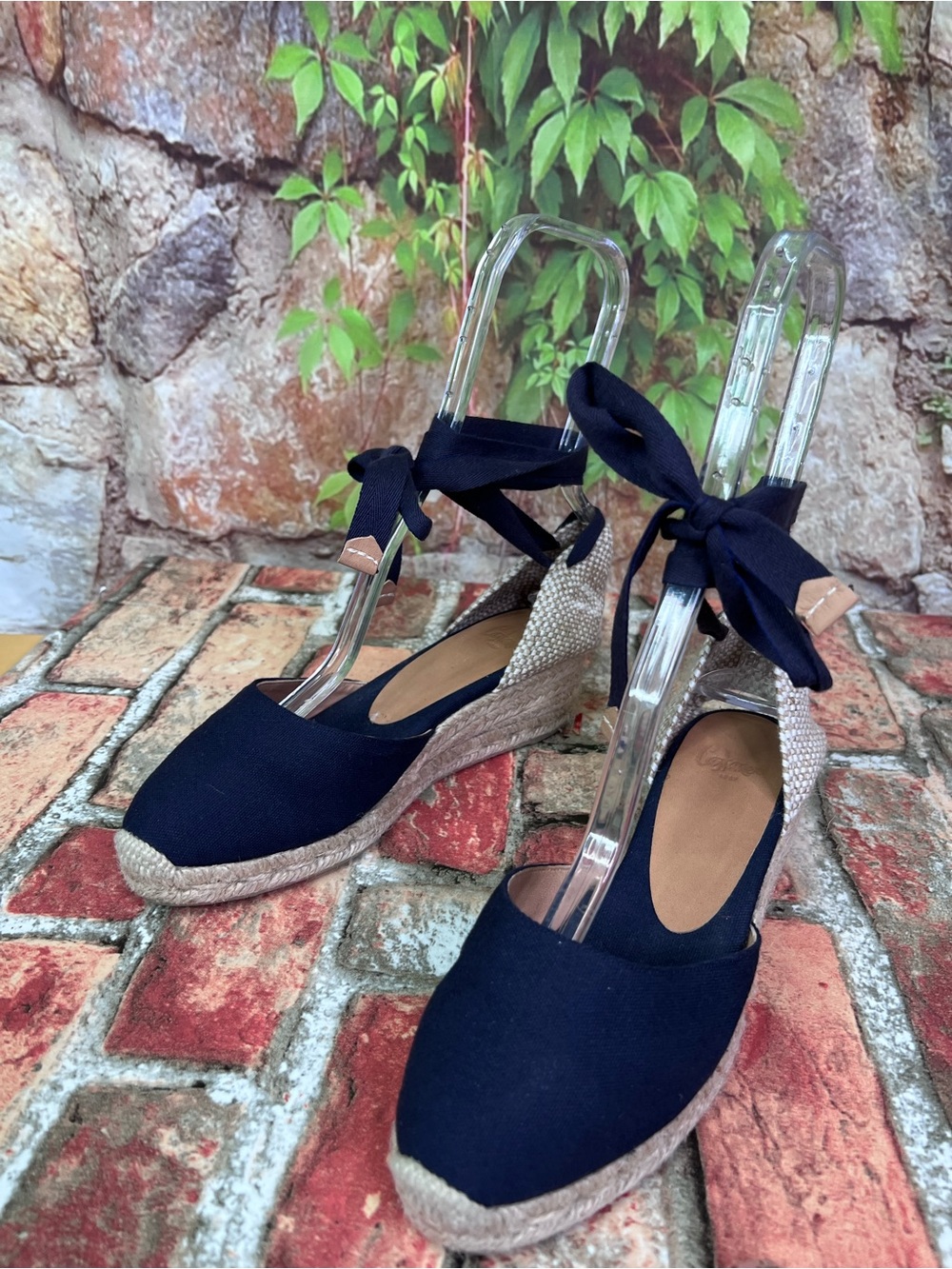 CASTANER Navy and Tan Jute Ankle Tie Nautical Resortwear Espadrilles, 38 - Picture 3 of 11